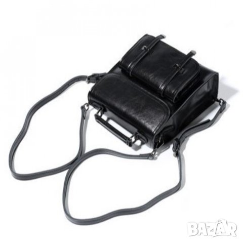 Чанта-раница от естествена кожа Black 1149, снимка 2 - Чанти - 43056113