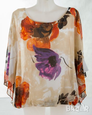 Ефирна лятна цветна дамска блуза марка RVL от L до 2XL