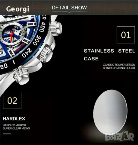 Мъжки спортно/елегантен кварцов часовник LIGE*Black Edition* Хронограф!, снимка 6 - Мъжки - 49526992