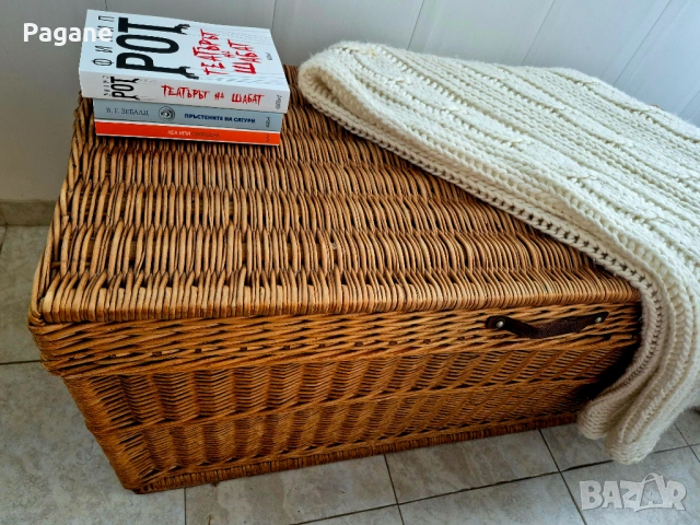 Автентичен голям плетен сандък - ретро стил, снимка 5 - Антикварни и старинни предмети - 53291998