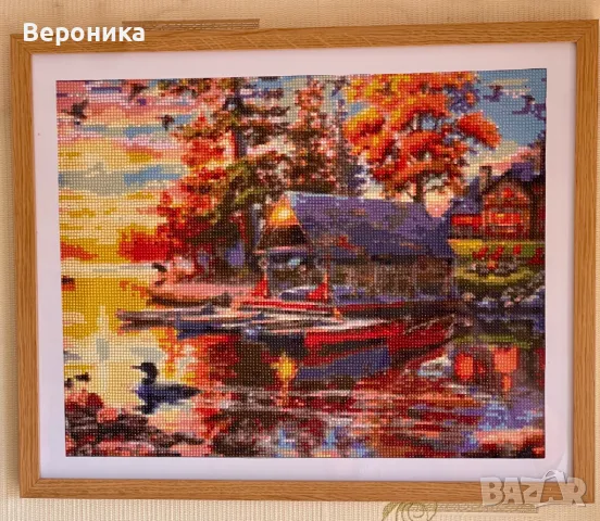 ушит диамантов гоблен "Къща край езерото"