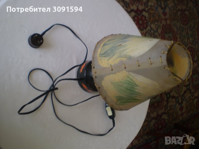стара керамична лампа със рисуван абажур , снимка 9 - Антикварни и старинни предмети - 39776863