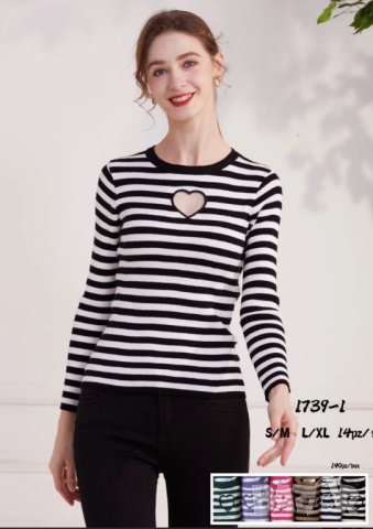 Блузка райе със сърце 