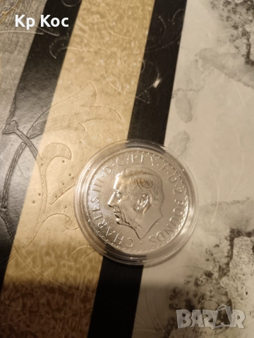 Сребърна монета Британия 1 оz 999 , снимка 2 - Нумизматика и бонистика - 52345956