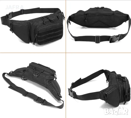 Тактическа Чанта за Кръста + 2 Нашивки и Карабинер Подарък - MOLLE, Водоустойчива, Персонализиране, снимка 5 - Чанти - 48646400