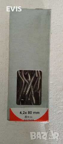 Кука с винт за дърво 4,2×80 мм – поцинкована, оп.20 бр., снимка 2 - Железария - 51376805