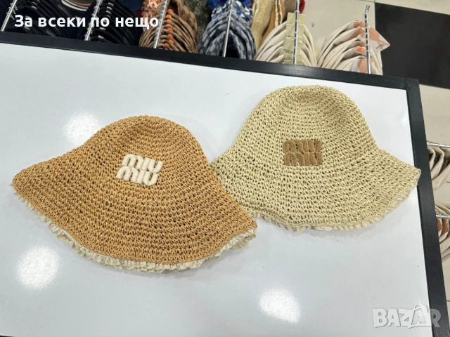 Miu Miu Плетена Плажна Лятна Шапка Миу Миу - Налични Различни Цветове Код E523, снимка 2 - Шапки - 50755413