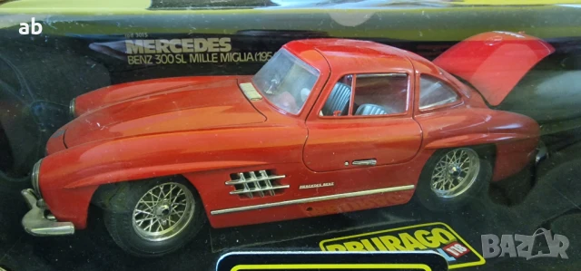 Kоличка Mетална Mercedes 300 SL Mille Miglia 1:18 Bburago чисто нова, снимка 2 - Колекции - 50594894