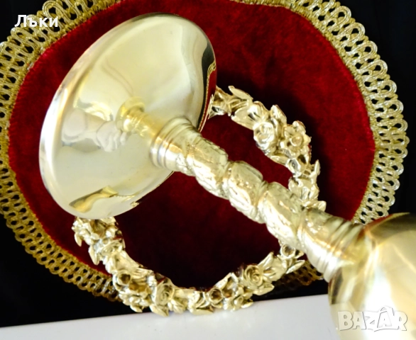 Бронзови чаши за вино 140 мл.,релефно грозде,позлата. , снимка 6 - Антикварни и старинни предмети - 52228282