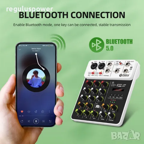 Смесителен пулт, Debra V4, DJ Mixer, Bluetooth, Usb player, Plug and Play , снимка 13 - Ресийвъри, усилватели, смесителни пултове - 49416731