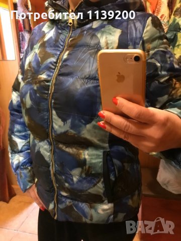 Италианско олекотено яке S/M пролет есен с две лица двулицево пъстро индиго тюркоаз, снимка 4 - Якета - 34913931