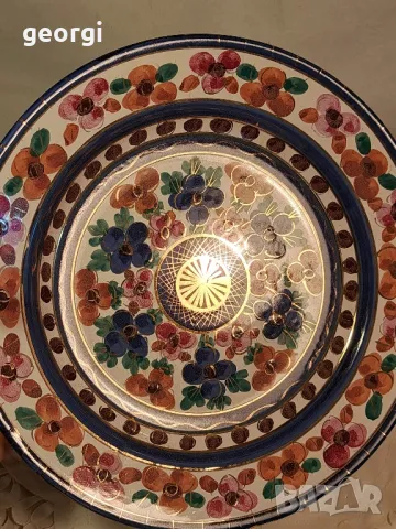 холандска декоративна керамична чиния за стена с позлата 23/2, снимка 2 - Декорация за дома - 49309312