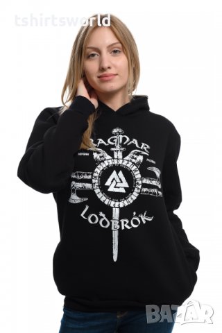 Нов дамски суичър с трансферен печат Рагнар Лодброк, сериала Викинги