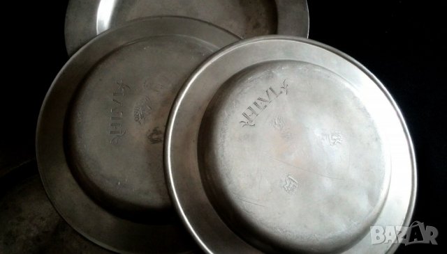 Викториански метални чинии -Zinn, снимка 7 - Антикварни и старинни предмети - 37303835