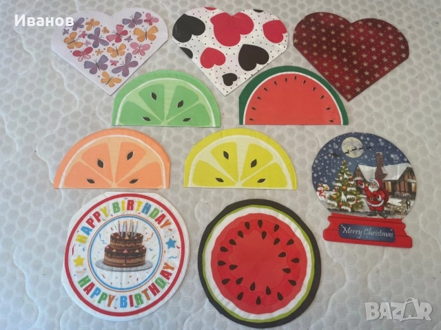 Колекция от 100 бр. кръгли и с различни форми салфетки, снимка 4 - Други ценни предмети - 52452187