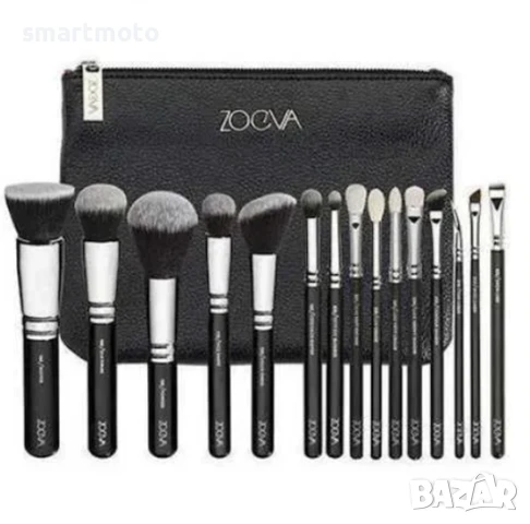 нов сет четки за грим Зоева 15бр с чантичка черно Zoeva brush set, снимка 1