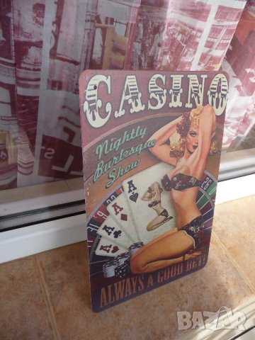 Метална табела хазарт Казино еротика покер рулетка залагания шоу печалба, снимка 2 - Рекламни табели - 43459341