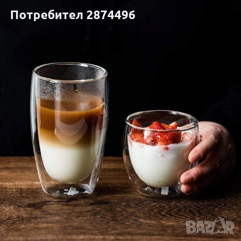 2963 Чаша от двустенно стъкло за топли, студени напитки, снимка 7 - Чаши - 35356468
