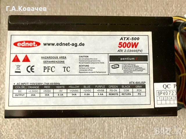 Захранване ednet. atx 2.03aaa(p4) atx- 500w