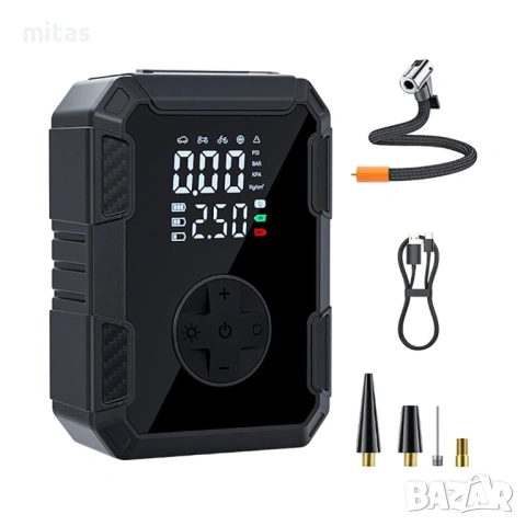 Преносим компресор за помпане на гуми - Type-C, 150PSI, 4000mAh, LED, снимка 2 - Аксесоари за велосипеди - 53541818