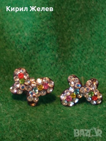 ЕФЕКТНИ СРЕБЪРНИ ОБЕЦИ ПЕПЕРУДИ СРЕБРО 925 с РАЗНОЦВЕТНИ ФАСЕТИРАНИ ИСКРЯЩИ КРИСТАЛИ 27981, снимка 3 - Обеци - 40502083