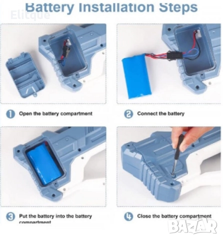 Акумулаторна водна пушка с оптика за деца и възрастни СТРЕЛБА 10 МЕТРА "", снимка 4 - Други - 52865214