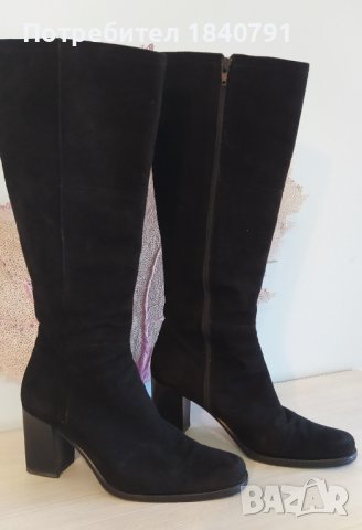 BALLY Folaga ботуши – черни, велур, до коляното №40, снимка 3 - Дамски ботуши - 38148973
