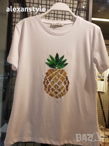 НАМАЛЕНИЕ-Дамски тениски ананас, снимка 1 - Тениски - 28077521