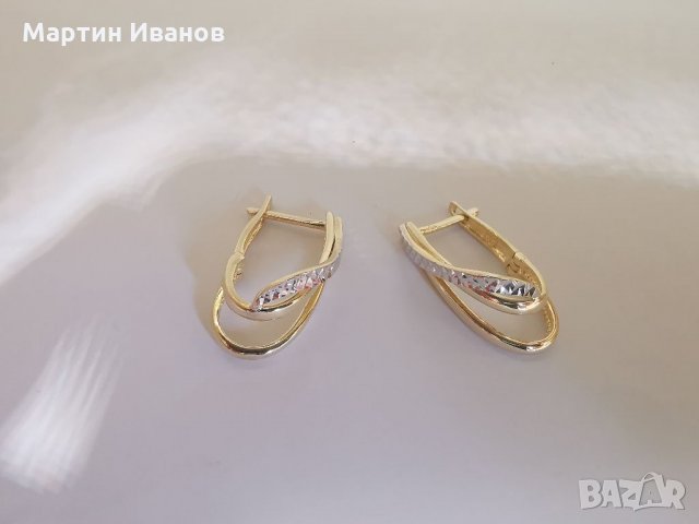 Златни обеци бяло и жълто злато , снимка 7 - Обеци - 33026738