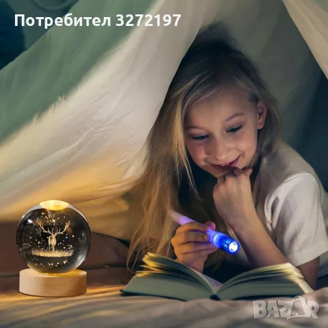 LED Светеща кристална топка/лампа, 3D сензорна - Елен, снимка 13 - Настолни лампи - 45035129