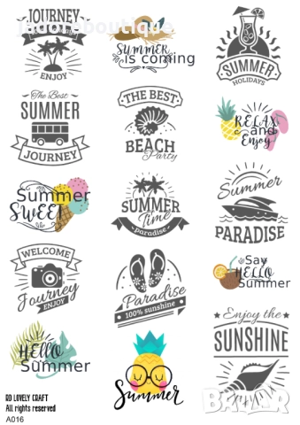 Скрапбук стикери за декорация планер лято ваканция summer самозалепващ лист А5 - различни видове, снимка 7 - Други - 37331557