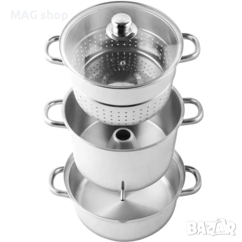 ПРОМО Нова Соковарка 8л ИНОКСОВА Уред за варене + Тенджера на пара 3в1, снимка 2 - Съдове за готвене - 50591634