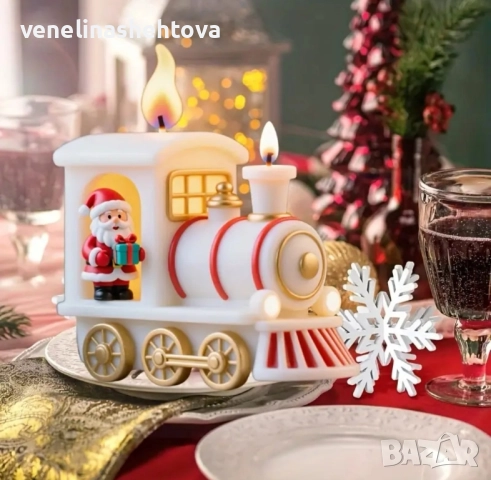 3D влак локомотив с дядо Коледа силиконов молд форма свещи гипс сапун смола фондан шоколад 