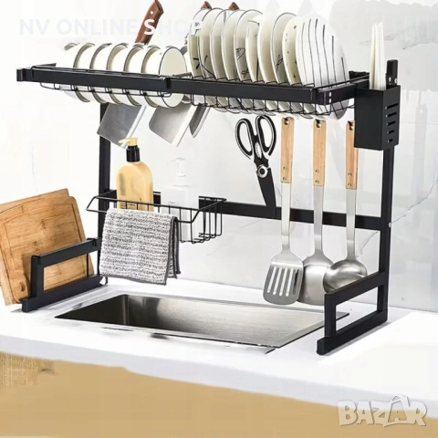 Двуетажен сушилник за съдове с поставка за дъска за рязане, снимка 3 - Аксесоари за кухня - 53175759