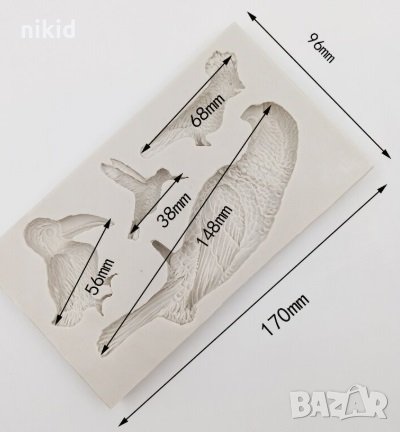 Различни Папагали папагал голям силиконов молд форма декор украса сладки фондан мъфини и шоколад, снимка 2 - Форми - 27821280