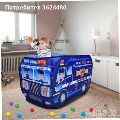 Палатка за игра саморъзгъваща син бус полицейски 4782, снимка 8 - Други - 53358980