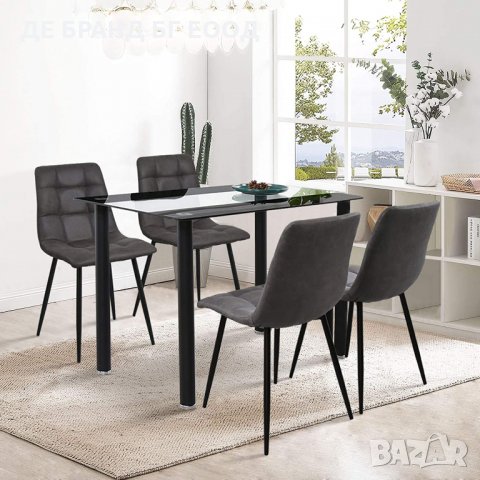 Комплект от 2бр трапезни столове, кадифе C-UDC027GY, снимка 7 - Столове - 32601190