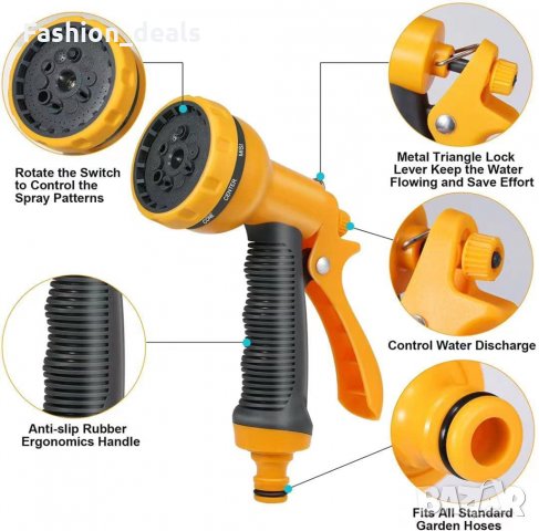 Пистолет за градински маркуч 10 дюзи поливане на растения миене на кола, снимка 2 - Градински инструменти - 33616033