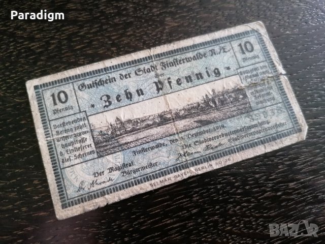 Банкнота нотгелд - Германия - 10 пфенига | 1919г., снимка 1 - Нумизматика и бонистика - 26805254