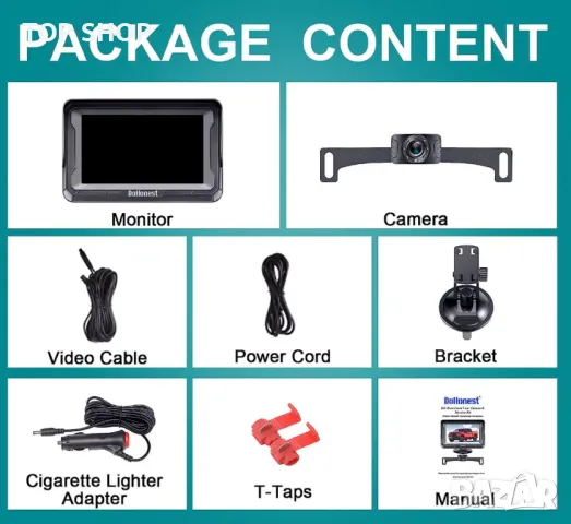 DoHonest  Водоустойчива камера HD 1080P за задно виждане в комплект с монитор, снимка 2 - Камери - 48670235