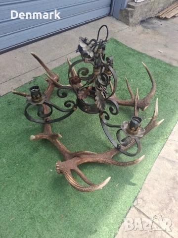 Полилей от еленски рога и ковано желязо, снимка 3 - Полилеи - 51379318