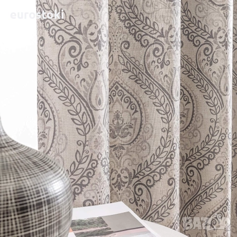 TOPICK Комплект от 2 непрозрачни завеси, 130 х 245 см, термоизолирана завеса с капси, флорален принт, снимка 4 - Пердета и завеси - 51856521