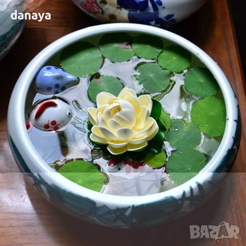 4409 Плаваща изкуствена водна лилия за езерце шадраван декорация, снимка 2 - Декорация за дома - 43943095