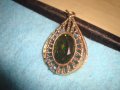 РЕТРО ВИНТИДЖ СТАР ПОЗЛАТЕН БРОНЗОВ АРТ ДЕКО ПЕНДАНТ с ФАСЕТИРАН ГОЛЯМ ПЕРИДОТ ХРИЗОЛИТ ОЛИВИН 12600, снимка 7