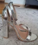 Сребърни сандали на ток, снимка 2