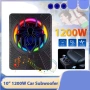 Компактен 10” автомобилен 1200W(peak) активен субуфер с RGB динамична подсветка и контрол на басите, снимка 1
