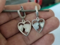 Сребърни обеци сърце със седеф 925, снимка 1
