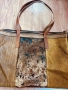 Дамска чанта в кафяв цвят от кожа,велур и текстил, снимка 2