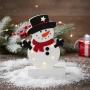 Светеща коледна украса във формата на снежен човек 25 см. Дървена LED декорация снежен човек с 6 LED, снимка 3