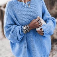 Дамски свободен пуловер с голям размер реглан ръкав, 6цвята - 024, снимка 6 - Блузи с дълъг ръкав и пуловери - 43528538